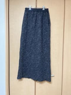 ブラック しわ加工 ロングタイトスカートのサムネイル