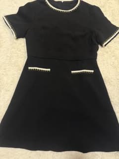 SHEIN ツイード調トリム パールボタン ワンピース ブラック M - 3