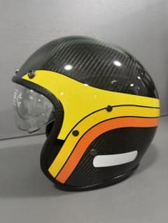 カーボンファイバー ジェットヘルメット レトロスタイル - メルカリ