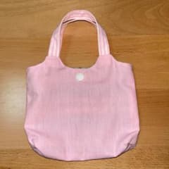 ハンドメイド ミニバッグ ポーチ ピンク ストライプのサムネイル