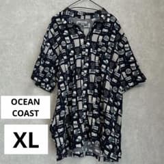 ⭐️1点もの⭐️オーシャンコースト 【XL】半袖シャツ 開襟 紺白青 カジュアル