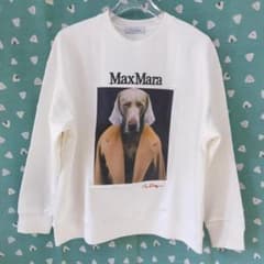 MaxMara ホワイト犬プリント スウェット S - メルカリ