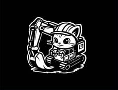 猫 ステッカー 作業半径内立ち入り禁止 ユンボ 猫　子猫　デカールのサムネイル