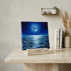 真作】油絵 絵画【The Mystic Sea】海 満月 夏インテリア 原画 - メルカリ