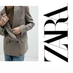 ZARA チェック柄 ダブルブレスト テーラードジャケット - メルカリ