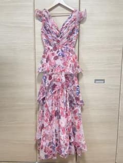 29エルケイSettan◆ピンク花柄◆チュールロングドレスのサムネイル