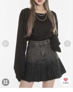 デニム プリーツミニスカート ハートディテールのサムネイル