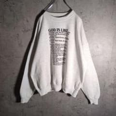 USA製 英字プリント 霜グレー スウェット XL オーバーサイズ 古着 