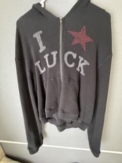 I FEEL LUCKY ワッフル ジップアップパーカー　タグ付き