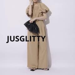 新品タグ付き】JUSGLITTY フェイクリネンロンパース オールインワン