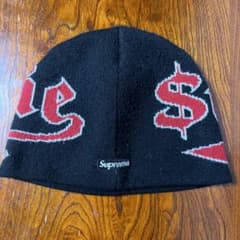 Supreme ニット帽 ビーニー ブラック レッドのサムネイル