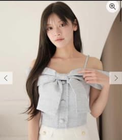 リップサービス LIP SERVICE ツイードリボンオフショルトップス ブルーのサムネイル