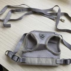 犬用ハーネス リード付きグレー sサイズ
