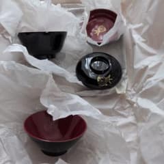 お食い初め 椀 蓋付き 鯛の絵柄 漆器風のサムネイル