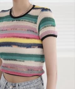 カラーミックスストライプネットTシャツのサムネイル