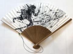 【新品未使用】博多祇園山笠　扇子　西元祐樹氏墨絵のサムネイル