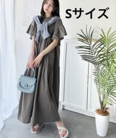 接触冷感 布帛ドッキング袖フリルティアードワンピース 半袖 クラシカルエルフのサムネイル