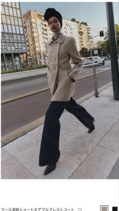 値下げ。ジャコット　ウール混紡 ダブルブレスト コート ベージュ ウール混紡ショート丈ダブルブレストコート - メルカリ