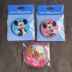 缶バッジ 3点 東京ディズニーリゾート ミッキーマウス ミニーマウス