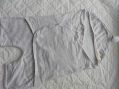 ベビー おくるみ フード付き グレー ストライプのサムネイル