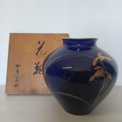 ラ*ン様 741 香蘭社 瑠璃金彩蘭 花瓶 高さ22cm 有田焼 共箱付 - メルカリ