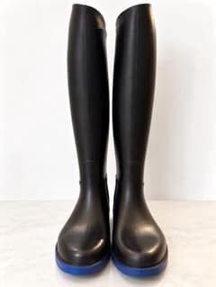 う*能様 乗馬ブーツ、レインブーツ 黒×青ソール 37（約23.5〜24cm）