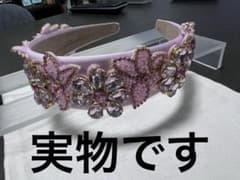 ピンク ビジュー フラワー ヘアバンドのサムネイル