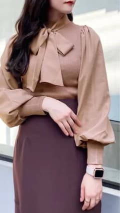 INGNI 2Wayボウタイ袖異素材ニット ピンク Mサイズ 美品のサムネイル