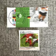 1111 【消印有：海外切手(ドイツ)】 サッカー記念切手 3枚 ワールド