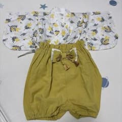ミモザ柄着物とリボン付きパンツセットのサムネイル