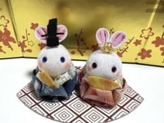 ①つまみ細工 ハンドメイド お雛様 うさぎのお雛様 うさぎ置物 置物のサムネイル