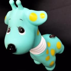 Giraffe soft vinyl figure, doll, animal, Showa retro, vintage, fancy, with whistle