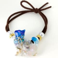 もちもち様　7.4 猫　レジンヘアゴム　ひまわり　金魚　青海波 夏イメージ】レジンのヘアゴム（海26043） - メルカリ