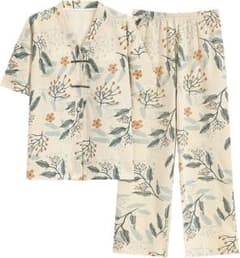 新品❤️チャイナ風パジャマ 上下セット ルームウェア 花柄 半袖 夏物 レディースのサムネイル