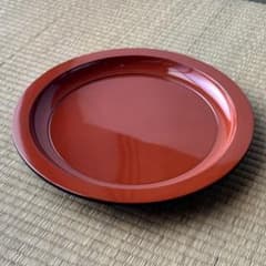 輪島塗 根来【菓子器】盛器 丸盆 天然木 漆塗 朱漆 茶道具 作家物