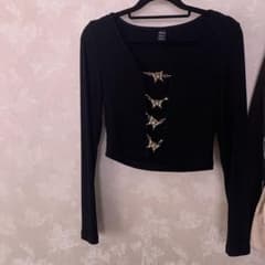 SHEIN 蝶カーディガン　リブカーディガンのサムネイル