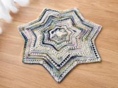ハンドメイド 星型 かぎ針編み ラグ マットのサムネイル