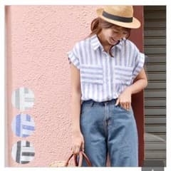 coca コットンストライプ半袖シャツのサムネイル