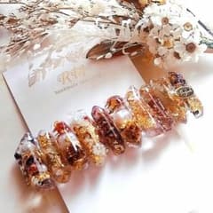 鉱石風ヘアクリップ(brown)№788　ドライフラワー　レジンのサムネイル
