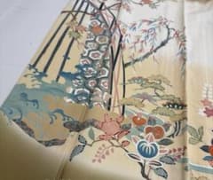 わ*ん様 単衣 付下げ 裄67 上品な加工 美しい花の染め 紋無 正絹 AK-6 わ*ん様 単衣 付下げ 裄67 上品な加工 美しい花の染め 紋無 正絹 AK-6