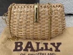 【美品】BALLYウィッカー チェーンショルダーバッグ　イタリア製　ヴィンテージ 美品】BALLYウィッカー チェーンショルダーバッグ イタリア製
