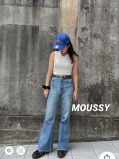 MOUSSY JW CUT OFF ベルボトム ブーツカットデニム ライトブルー