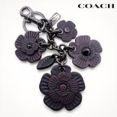COACH コーチ ティーローズ ミックス バッグチャーム ダークガンメタル