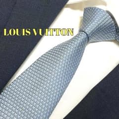 美品　ルイ ヴィトン　ネクタイ　光沢　ライトブルー　ダイヤ　モノグラム 美品 ルイ ヴィトン ネクタイ 光沢 ライトブルー ダイヤ モノグラム 美
