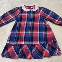 ファミリア 赤 チェック柄ワンピース 90 - メルカリ