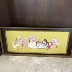 昭和レトロ 刺繍画 ダルマ 達磨 縁起物 絵画 アート 壁掛け 壁飾り