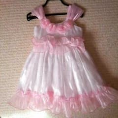 七五三や発表会、結婚式などに！ホワイト×ピンク★ドレス100のサムネイル