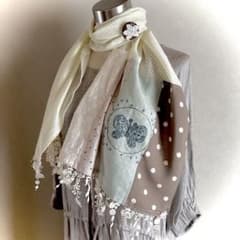 ミナペルホネンハンドメイドforest wingとレースいっぱいストール
