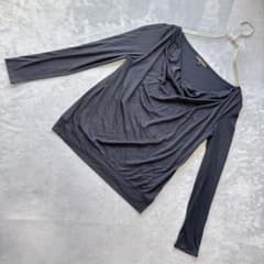 アシンメトリー ドレープカットソー M 黒 長袖 m.f.editorial