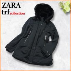 良品✨ ザラ trf 中綿モッズコート フェイクファー 裏ボア 2way 黒 M